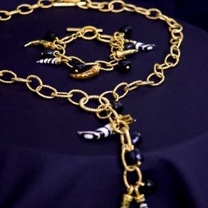 JUST CAVALLI Bracelet and Necklace Set Gold/Steel